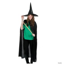 Siyah Yakalı 120 cm Yetişkin Pelerin ve Siyah Kumaş Cadı Şapkası