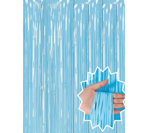 Soft Mavi Püsküllü Kapı Perdesi - Parti, Baby Shower, Sünnet Süsü, Cinsiyet Partisi 1x2 m