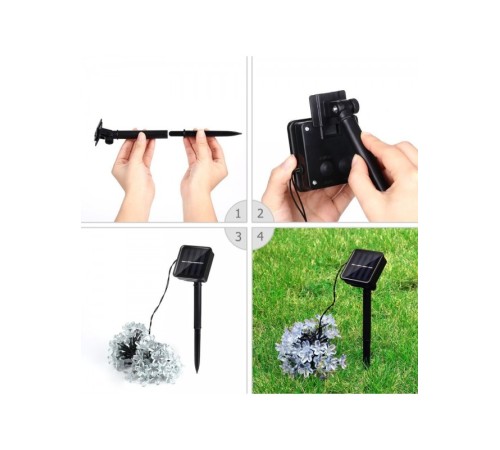 Solar 30 Ledli Çiçekli Günışığı Bahçe Aydınlatma Dekorasyon Güneş Enerjili