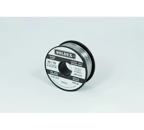 Soldex 30-70 Lehim Teli 200 Gr 1,6 mm Sn:30 - Pb:70