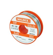 Soldex 40-60 Lehim Teli 200 Gr 1.6 mm- Sn:40 / Pb:60