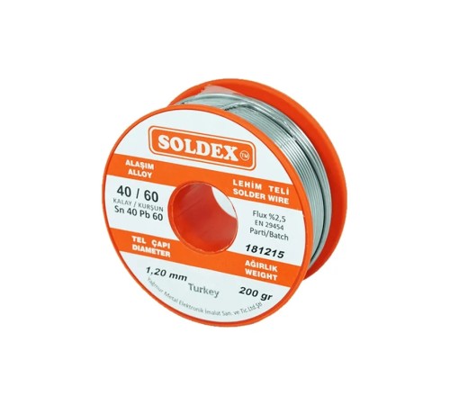 Soldex 40-60 Lehim Teli 200 Gr 1.6 mm- Sn:40 / Pb:60