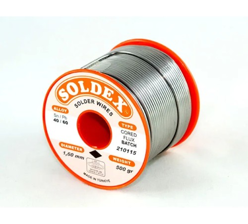 Soldex 40-60 Lehim Teli 500 Gr 1.6 mm- Sn:40 / Pb:60
