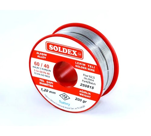 Soldex 60-40 Lehim Teli 200 Gr 1 mm - Sn:60 / Pb:40