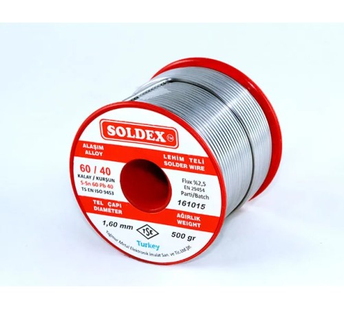 Soldex 60-40 Lehim Teli 500 Gr 1.6 mm - Sn:60 / Pb:40