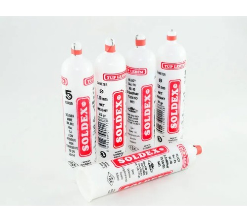 Soldex Tüp Lehim 1,2 mm 25 Gr - 5 Kanallı, Sn:60 / Pb:40