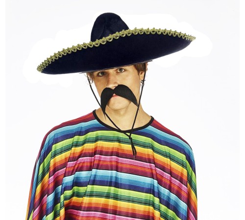 Sombrero Meksika Şapkası Mariachi Altın Şeritli Yetişkin Boy