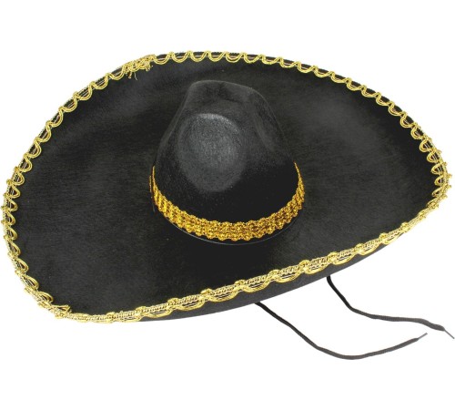 Sombrero Meksika Şapkası Mariachi Altın Şeritli Yetişkin Boy
