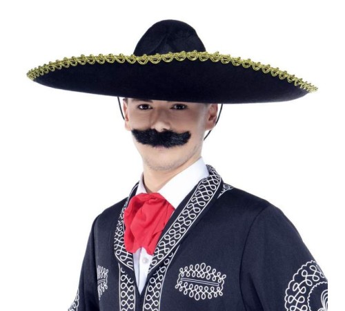 Sombrero Meksika Şapkası Mariachi Altın Şeritli Yetişkin Boy