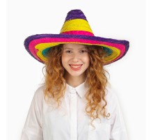 Sombrero Meksika Şapkası Renkli Örme Hasır Çocuk Boy