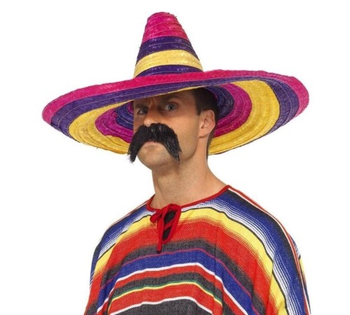 Sombrero Meksika Şapkası Renkli Örme Hasır Yetişkin Boy