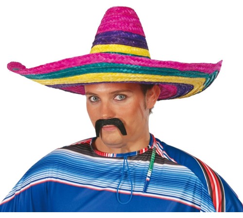 Sombrero Meksika Şapkası Renkli Örme Hasır Yetişkin Boy