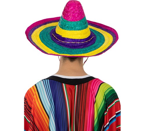 Sombrero Meksika Şapkası Renkli Örme Hasır Yetişkin Boy
