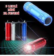 Süper Parlak 9 Ledli Metal Mini El Feneri