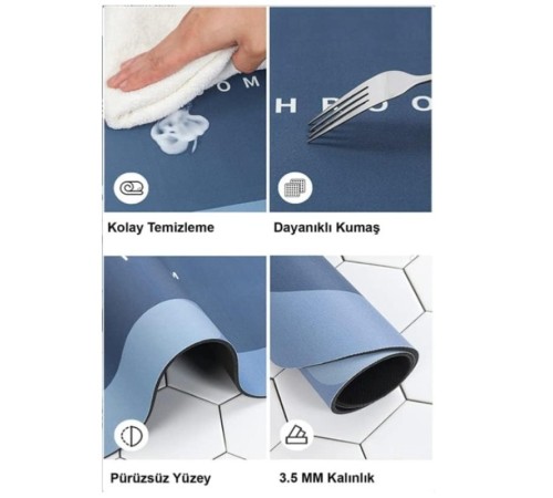 Süper Su Emici Kaymaz Tabanlı Banyo Paspası ( 40x60 )cm