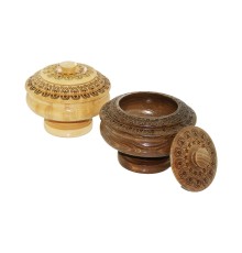 Şekerlik AYAKLI DESENLİ CNC İŞLEMELİ AHŞAP ŞEKERLİK KAPAKLI