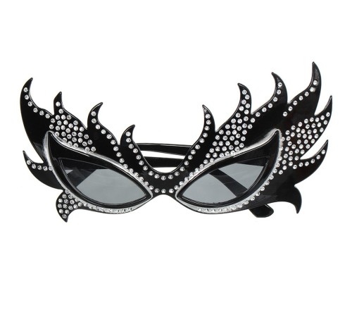 Taşlı Göz Kamaştıran Gecenin Yıldızı Siyah Parti Alev Gözlük