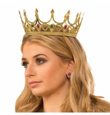 Taşlı Rönesans Kostümlü Kraliyet Ortaçağ Altın Kraliçe Prenses Tacı