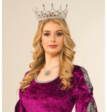 Taşlı Rönesans Kostümlü Kraliyet Ortaçağ Gümüş Kraliçe Prenses Tacı