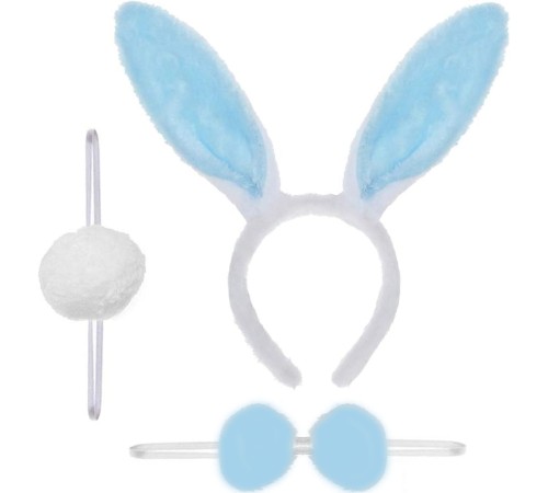Tavşan Kostüm Seti Taç Papyon Ponpon Kuyruk Mavi