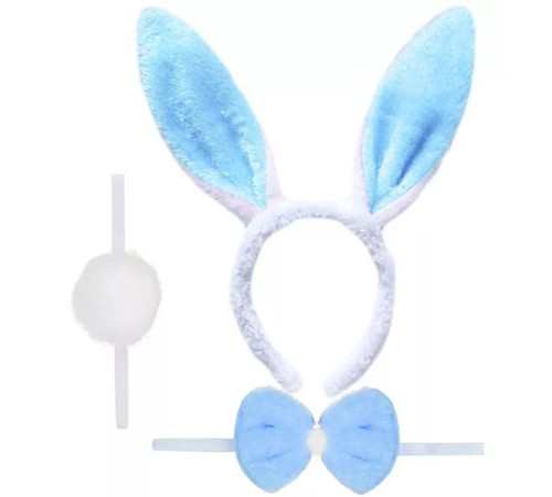 Tavşan Kostüm Seti Taç Papyon Ponpon Kuyruk Mavi