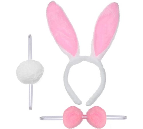 Tavşan Kostüm Seti Taç Papyon Kuyruk Pembe Renk