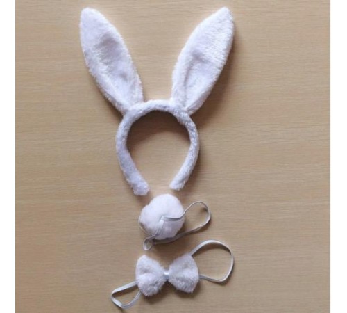 Tavşan Kostüm Seti Taç Papyon Kuyruk Beyaz Renk