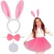 Tavşan Tacı Eteği Papyonu ve Kuyruk Kostüm  Seti Pembe Renk Çocuk Boy