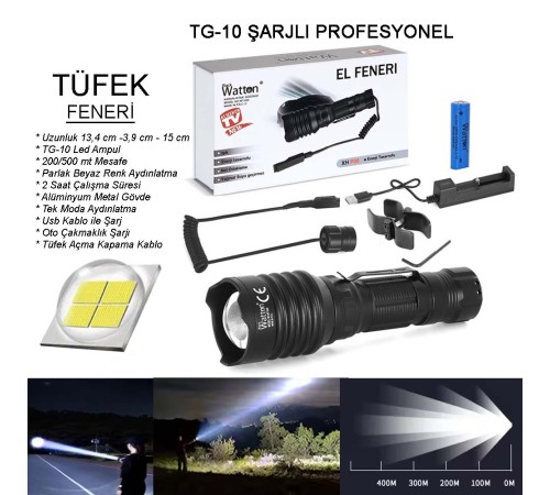 Tg-10 Şarjlı Profesyonel Av Feneri Wt-620