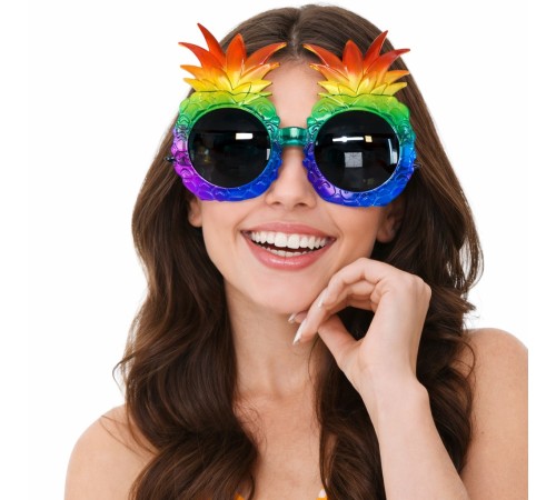 Tropikal Ananas Tasarımlı Renkli Hawaii Parti Gözlüğü
