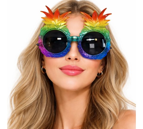 Tropikal Ananas Tasarımlı Renkli Hawaii Parti Gözlüğü