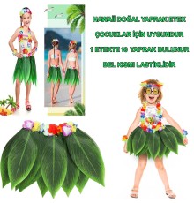 Tropikal Esintili Hawaii Yapraklı Parti Eteği Çocuk Boy