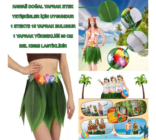 Tropikal Esintili Hawaii Yapraklı Parti Eteği Yetişkin Boy