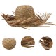 Tropikal Parti Naturel Hasır Hawaii Şapkası 13x36 cm