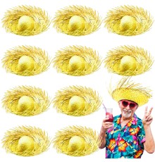 Tropikal Parti Sarı Hasır Hawaii Şapkası 13x36 cm