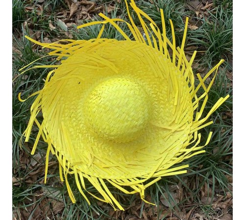 Tropikal Parti Sarı Hasır Hawaii Şapkası 13x36 cm