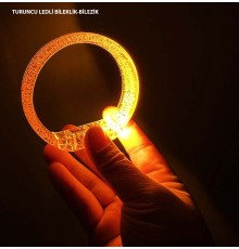Turuncu Led Işıklı Baskı Yapılabilen Pilli Bileklik Bilezik 1,5 cm Genişlik