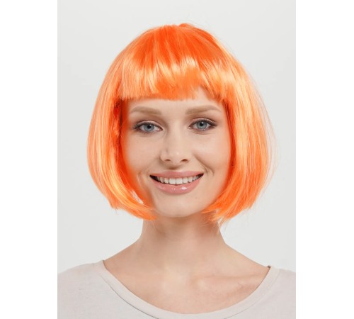 Turuncu Renk Küt Parti Peruğu Kısa Takma Saç