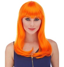 Turuncu Renk Uzun Düz Parti Peruğu