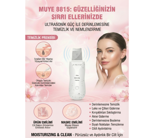 Ultrasonik Spatula Yüz Akne Giderici Siyah Nokta Temizleme Cihazı