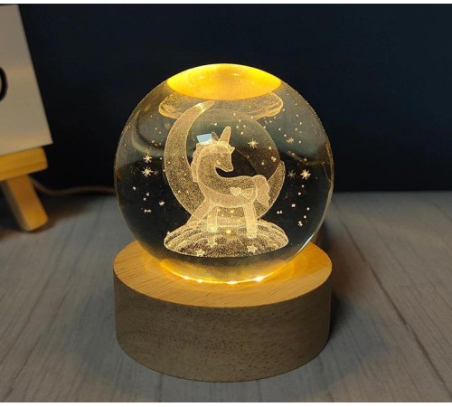 Unicorn Tasarımlı Işıklı Cam Küre Kod 54