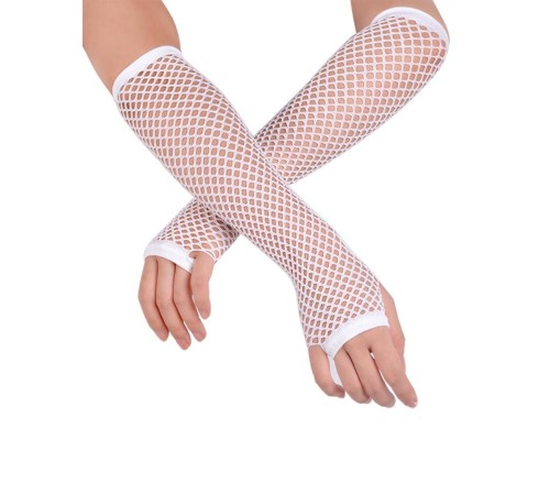 Uzun File Örgü Eldiven Beyaz Renk