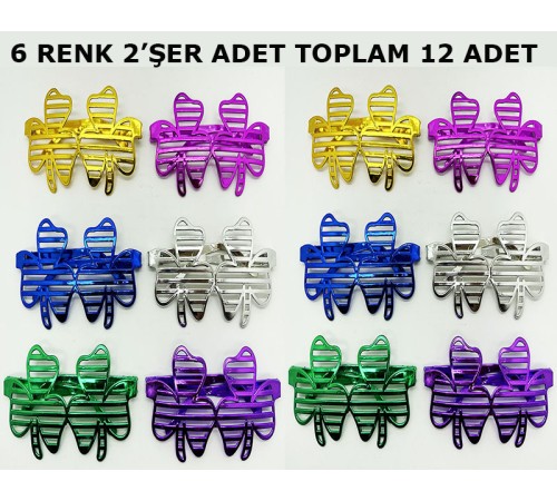 Vegas Casino Kupa Sinek Temalı Parti Gözlüğü 6 Renk 12 Adet