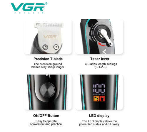 VGR V-075 T Bıçak Sıfır Kesim LCD Ekran Şarjlı Tıraş Makinesi