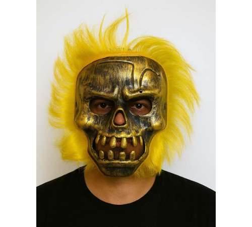 Wild Skull - Bakır Kafatası Sarı Saçlı İskelet Maske