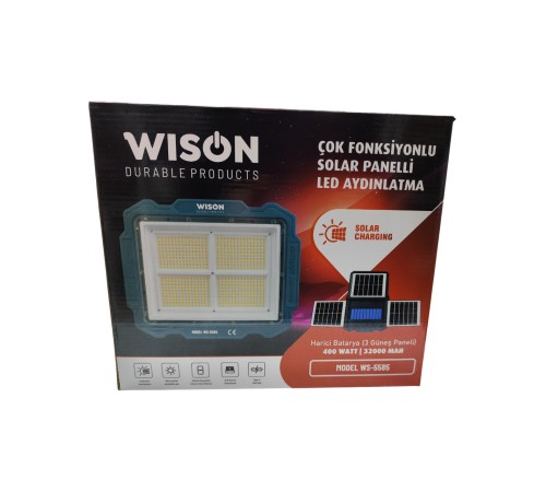 Wıson WS-5585 Çok Fonksiyonlu 3 Solar Panelli 400W Spot Aydınlatma