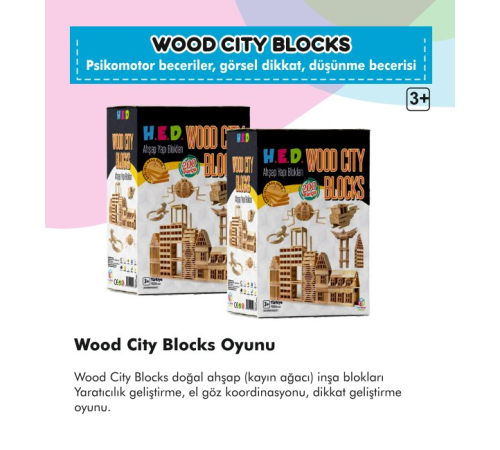 Wood City Blocks Ahşap Şehir Blokları (Kayın Ağacı)