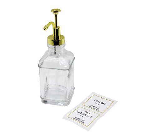 KARE CAM ŞİŞE ŞEFFAF DAMLATMAZ YAĞDANLIK 500ML POMPA MUSLUK AYRIK MODEL BAŞLI