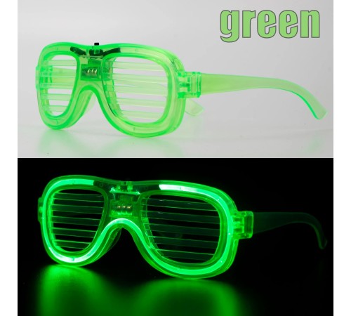 Yeşil LED Işıklı Parti Gözlüğü – Neon Glow Şerit Gözlük 3 Modlu
