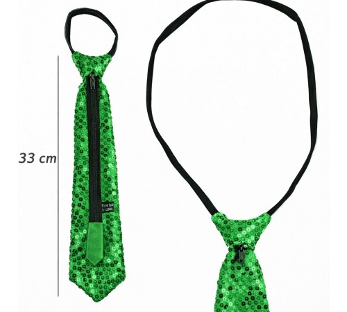 Yeşil Renk Pul Payetli Işıltılı Parti Kravatı 33 cm